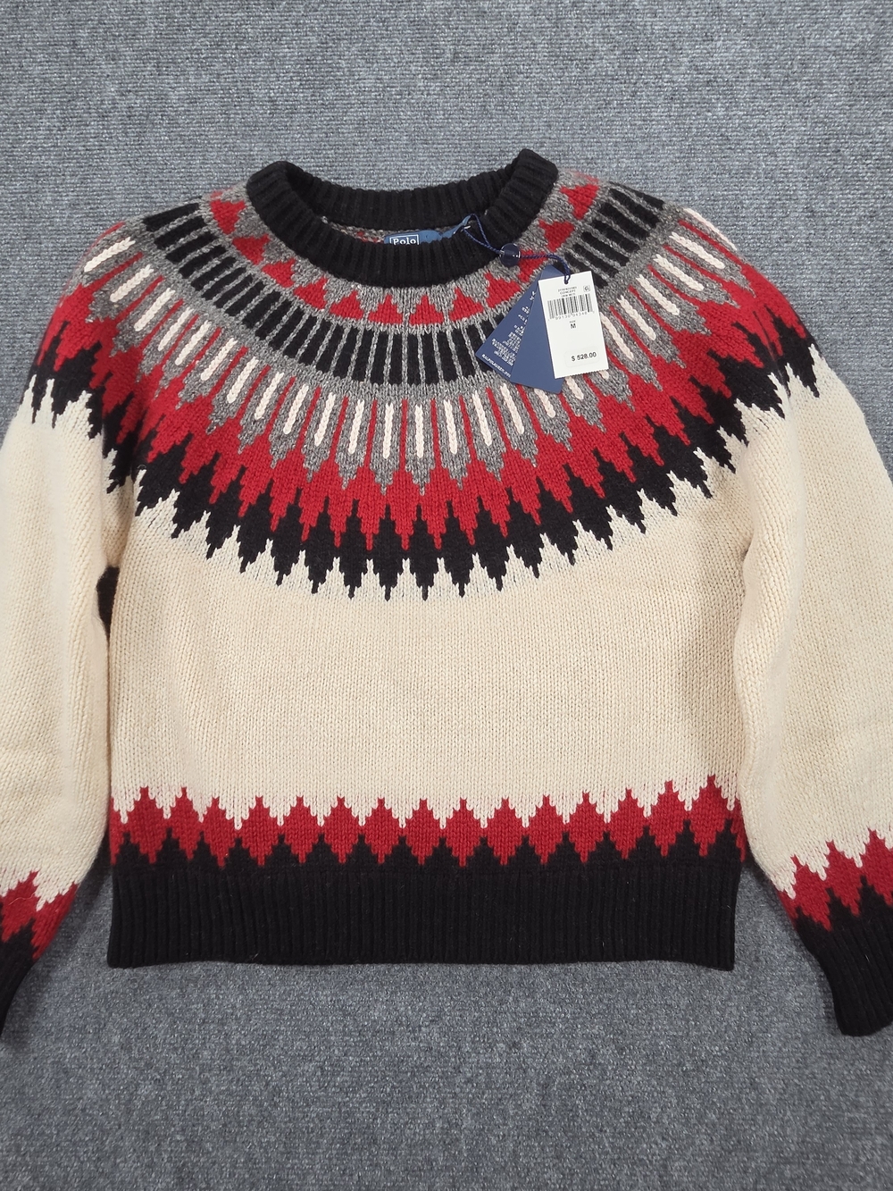 NWT Polo Ralph Lauren Fair Isle Sweater Wool Cashmere Women's Size Medium $528
